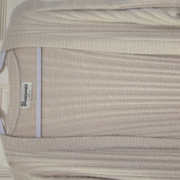 Cozy Beige Open-Front Ribbed Cardigan - Picture 2 of 4